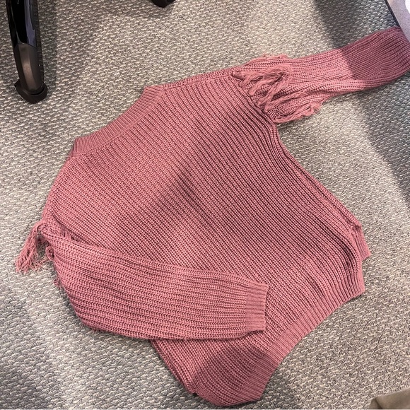 Charlotte Russe Purple Tassel Long Sleeve Sweater - Picture 4 of 7